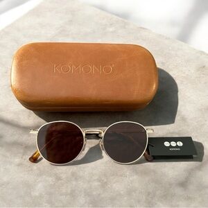 KOMONO tailor white gold. Unisex round sunglasses.